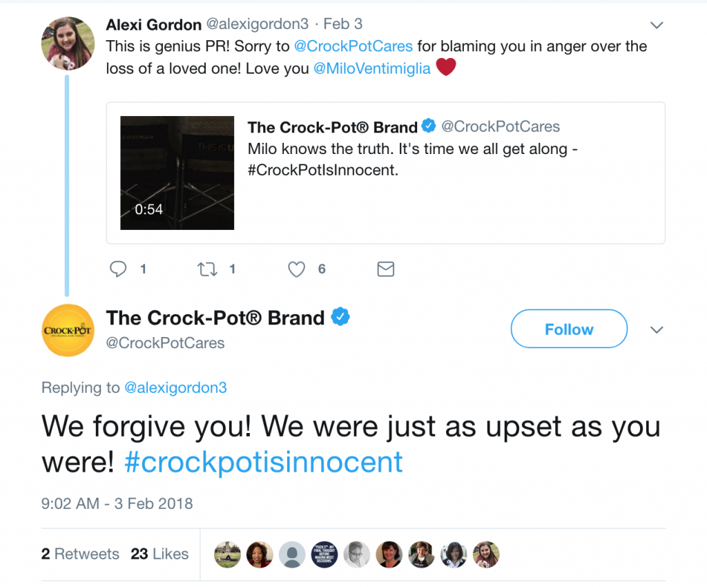 Crock Pot Reply on Twitter